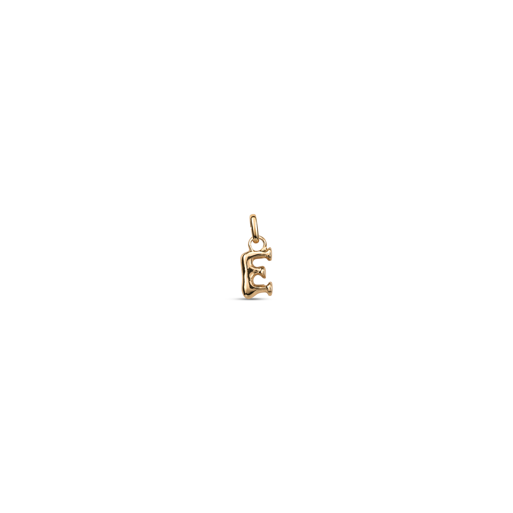 18K gold-plated charm with small letter E, Golden, large image number null